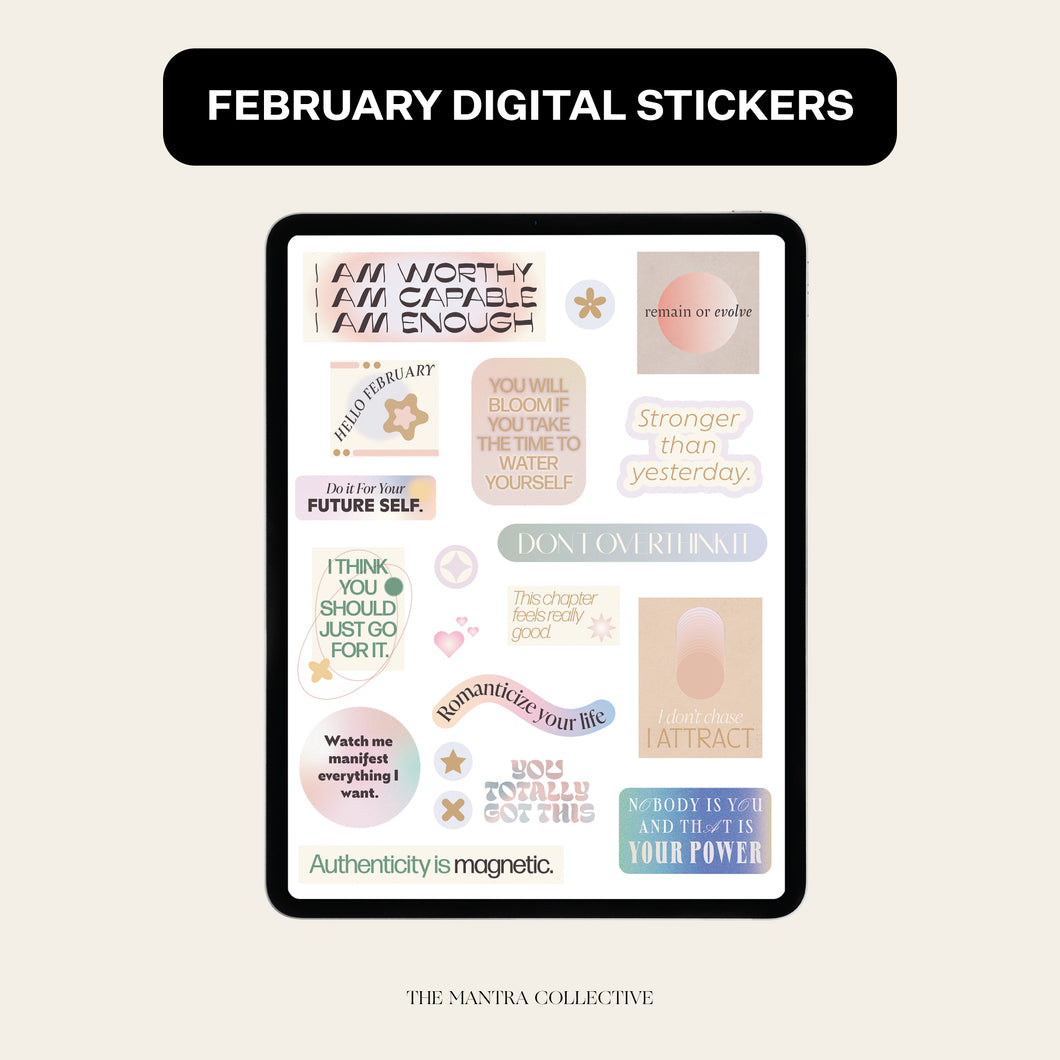 February Digital Stickers